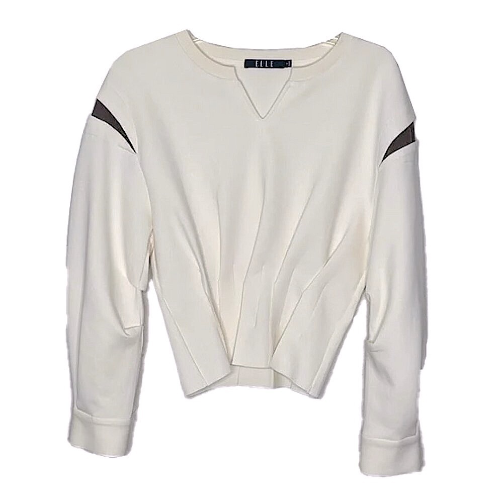 🆕 ELLE Ivory Cream Long Sleeve Blouse Size S